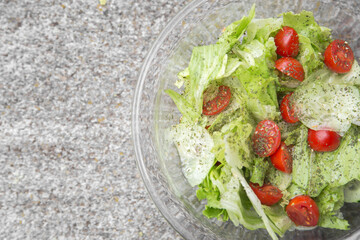 Plat of salad on a sunny day