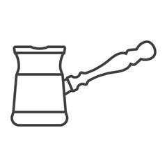 Coffee turk line icon. Turkish copper pot for brewing coffee