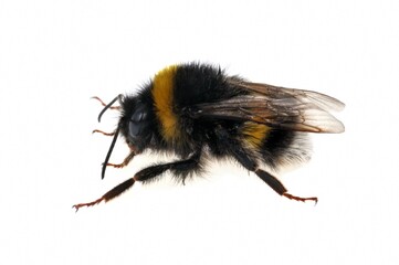 Bumblebee close up on white background | Bourdon en gros plan sur fond blanc