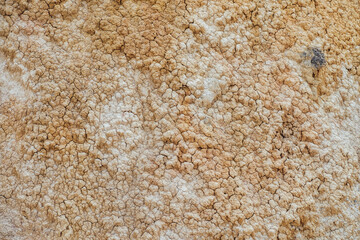 Nature background of cracked dry lands. Natural texture of soil with cracks. Broken clay surface of barren dryland wasteland close-up. Full frame to terrain with arid climate. Lifeless desert on earth