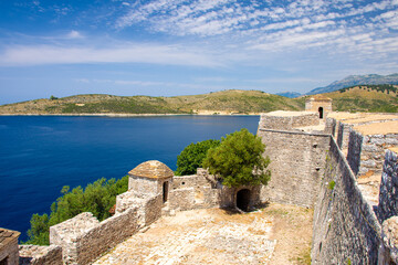 Fototapeta premium view on old fortress in Porto Palermo in Albania