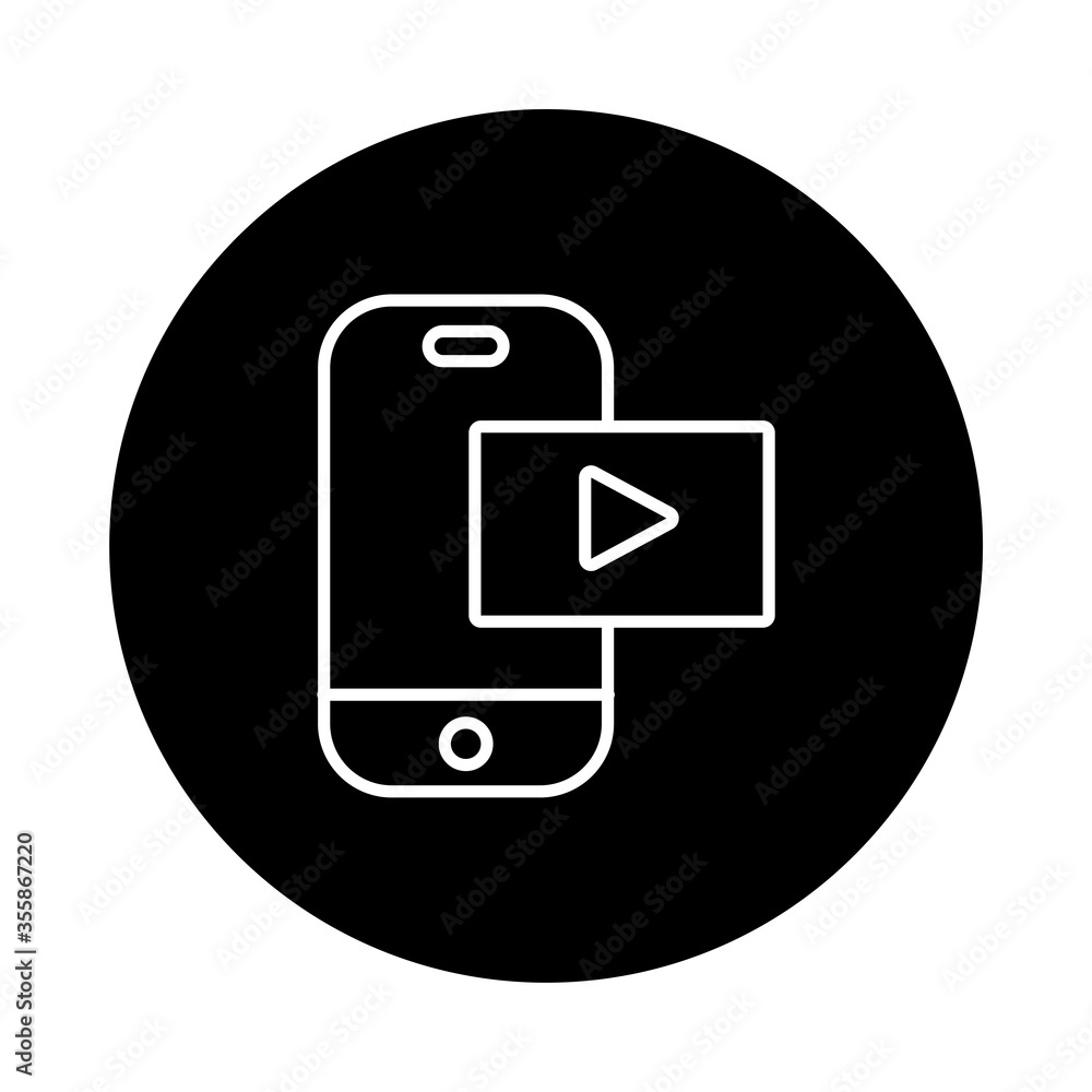 Poster smartphone with play button line style