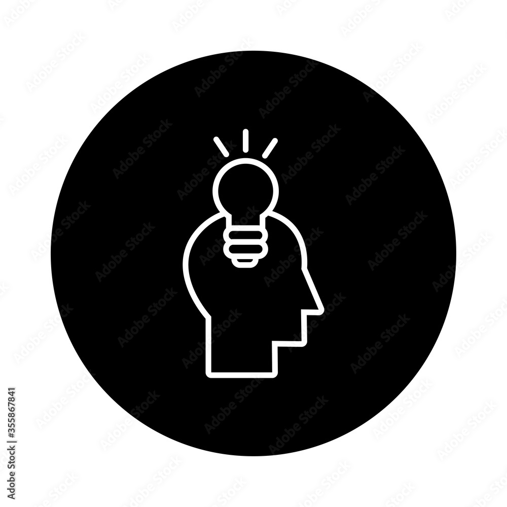Poster bulb light with profile block and line style icon