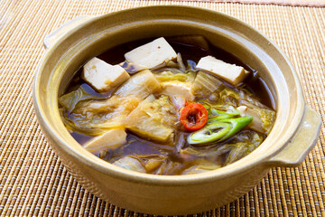 Korean food cabbage soup with tufu