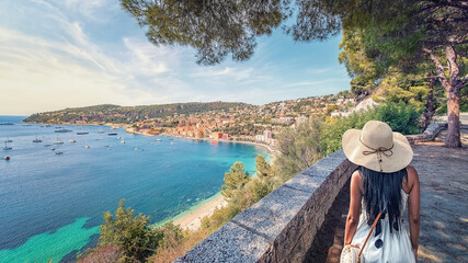 Villefranche-sur-mer on the French Riviera in summer - obrazy, fototapety, plakaty