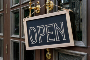 open information cafe restautant text adverising dashboard door outside street