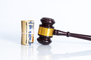 Gavel hammer tool with law concept.