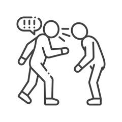 Verbal bullying black line icon. Harassment, social abuse and violence. Sign for web page, mobile app, button, logo. Editable stroke