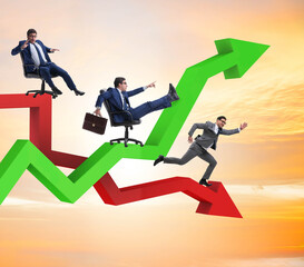 Growth and decline concept with businessmen