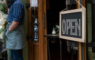 open information cafe restautant text adverising dashboard door outside street