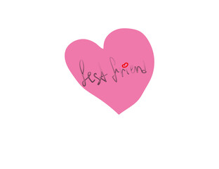 Vector pink heart. Simple illustration of heart to best friend. 