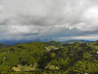 Fototapeta na wymiar Aerial view of Northern Velebit National Park in Croatia and Zavizan 