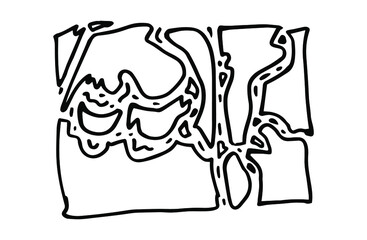 Hand drawn black and white abstract background.