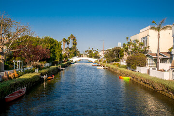 Canals in the residential area of Venice Beach, Los Angeles, CA, USA