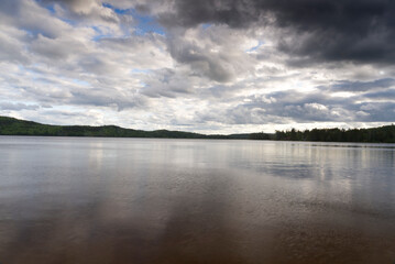 Lakes with cloudy sky