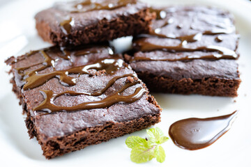 Delicious dessert fudgy chocolate brownies/ fudgy vegan brownies.