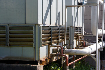 Industrial refrigeration system, evaporative cooling.