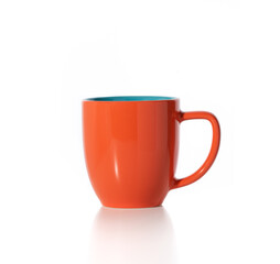 orange mug on white background