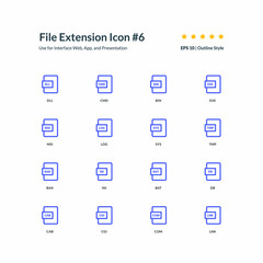 File extension icon set interface app part 6 vector graphic design illustration for interface mobile web presentation