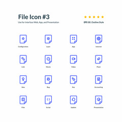 File icon set interface app part 3 vector graphic design illustration for interface mobile web presentation