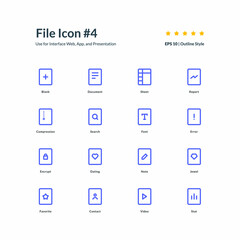 File icon set interface app part 4 vector graphic design illustration for interface mobile web presentation