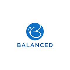 letter b balance logo icon with yoga wellness vector illustration