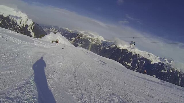 Movie of ski run on prepared slope in the Austrian region of Montafon