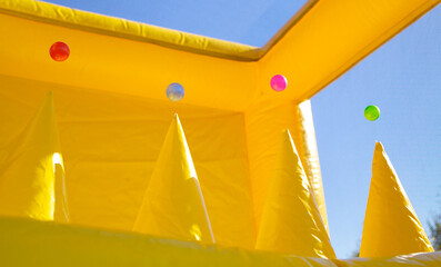 Round inflatable archery targets. The concept of training and practice in target shooting from the...