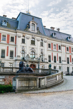 PSZCZYNA, POLAND - MAY 19, 2020: Pless Castle, a classical-style palace in the city of Pszczyna in south-western Poland.