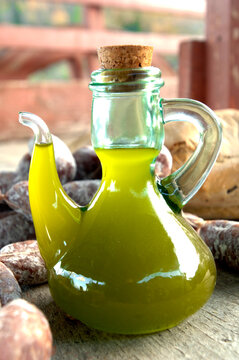 olive oil on a table with Italian products