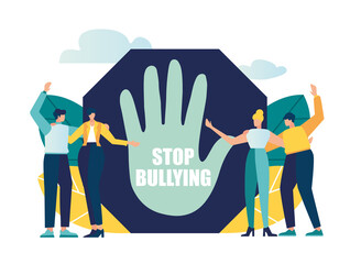 vector illustration, social problems of mankind. Stop mocking sign