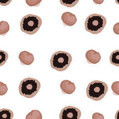 Seamless vector pattern with edibles mushrooms royal champignons. Hand drawn mushrooms on background for fabric, textile and wallpaper. Autumn background. Vector doodle illustration.