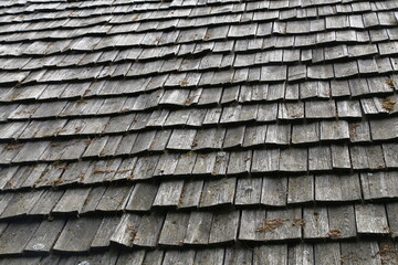 Traditional wooden roof tile of old house