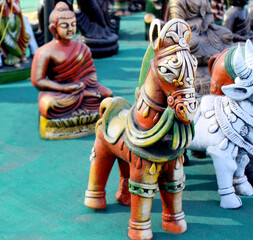 Fototapeta na wymiar Handcrafted Traditional Horse Sculpture