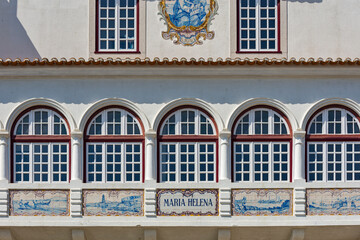 the city hall covered with azulejos in Cascais, Portugal