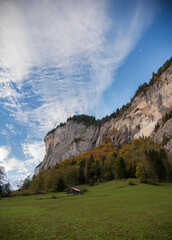 Fototapeta na wymiar mountain landscape with clouds in lauterbrunnen