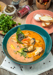 French Bouillabaisse fish soup with seafood