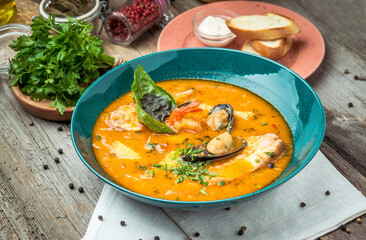 French Bouillabaisse fish soup with seafood