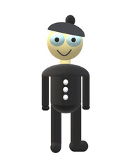 The doll is a man in black. Illustration