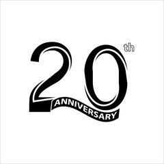 Twenty Years Icon, 20 Years Icon, Twenty Years Anniversary Icon, 20th