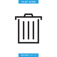 Trash Can Icon Vector Design Template. Editable Stroke.