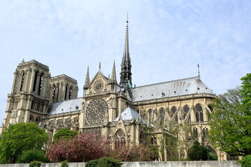 Paris, Notre dame / France - April 2014: One of the major and important Christian cathedrals of France.