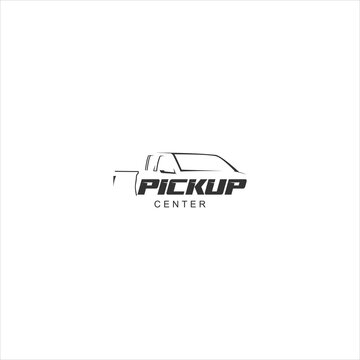 line art vehicle illustration type transport rental , pickup center logo design and vector image