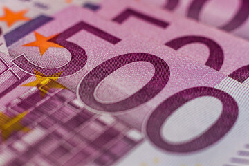 A pile of 500 (fivehundred) Euro banknotes