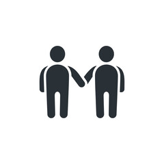 flat vector image on white background, icon of people shaking hands
