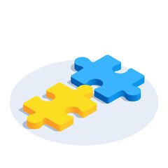 isometric vector image on a white background, icon of puzzle pieces