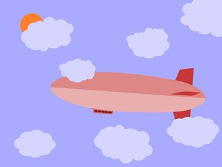 Zeppelin among clouds in sky