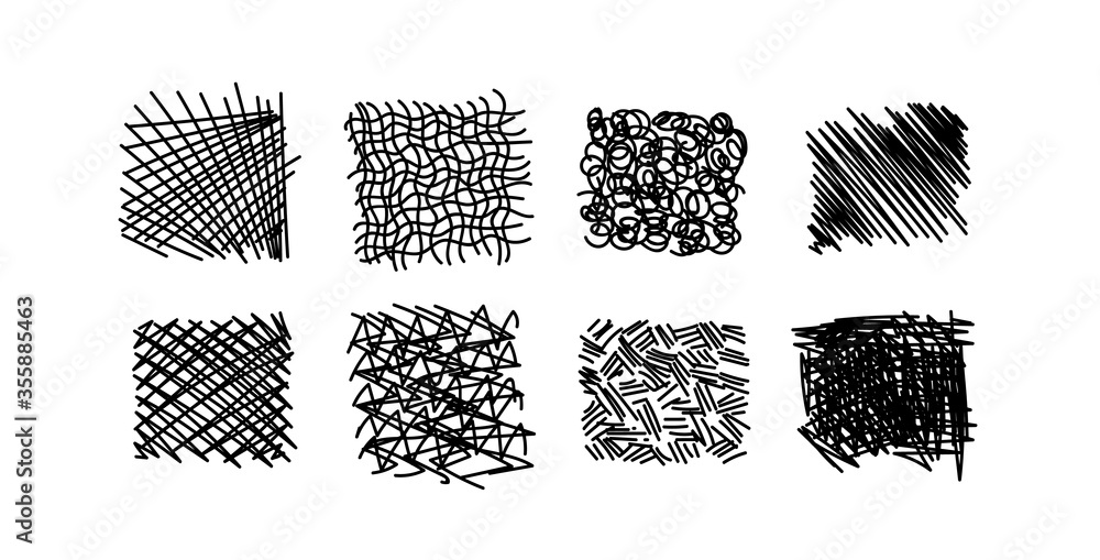 Poster vector set of hand drawn scribble line shapes. . set of hand drawn scribble symbols isolated on whit