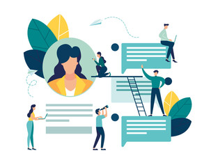 Vector colorful illustration of communication via the Internet, social networking,chat, video,news,messages,web site, search friends, mobile web graphics