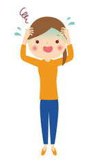 パニックになる女性　全身　イラスト